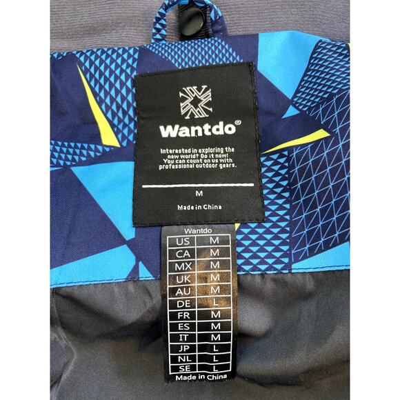 Wantdo Ski Jacket Mens Medium Hooded 3 in 1 Retro AOP Blue Pattern Puffer Lined - Picture 4 of 10